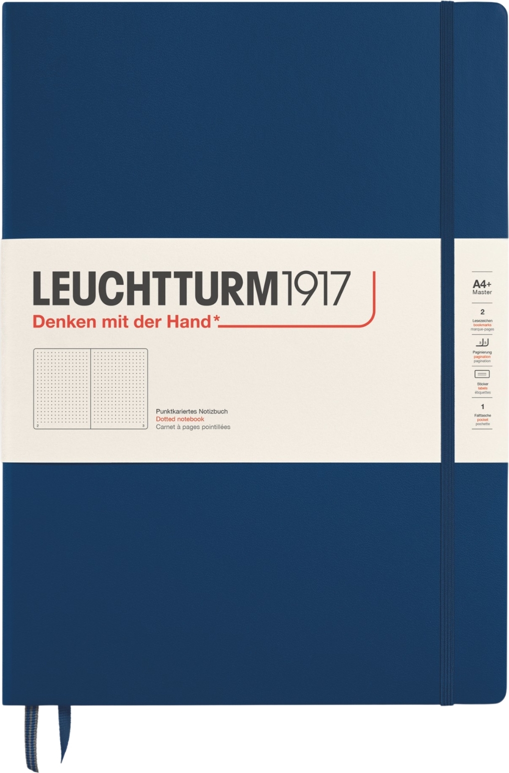 Leuchtturm 1917 Notizbuch A4+, gepunktet, Hardcover, 235 Seiten, 100 g/m², marineblau