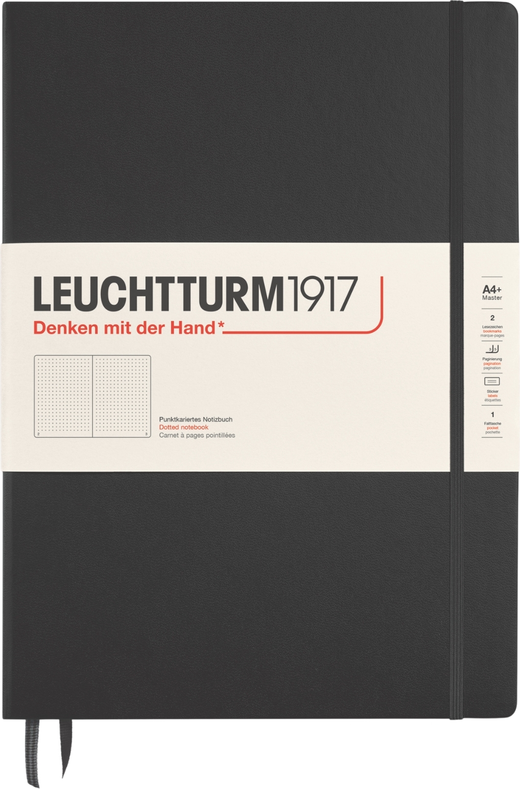 Leuchtturm 1917 Notizbuch A4+, gepunktet, Hardcover, 235 Seiten, 100 g/m², schwarz