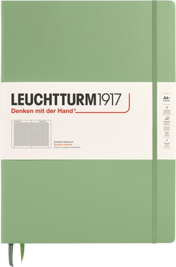 Leuchtturm 1917 Notizbuch A4+, kariert, 235 Seiten, Salbeigrün, 100 g/m²