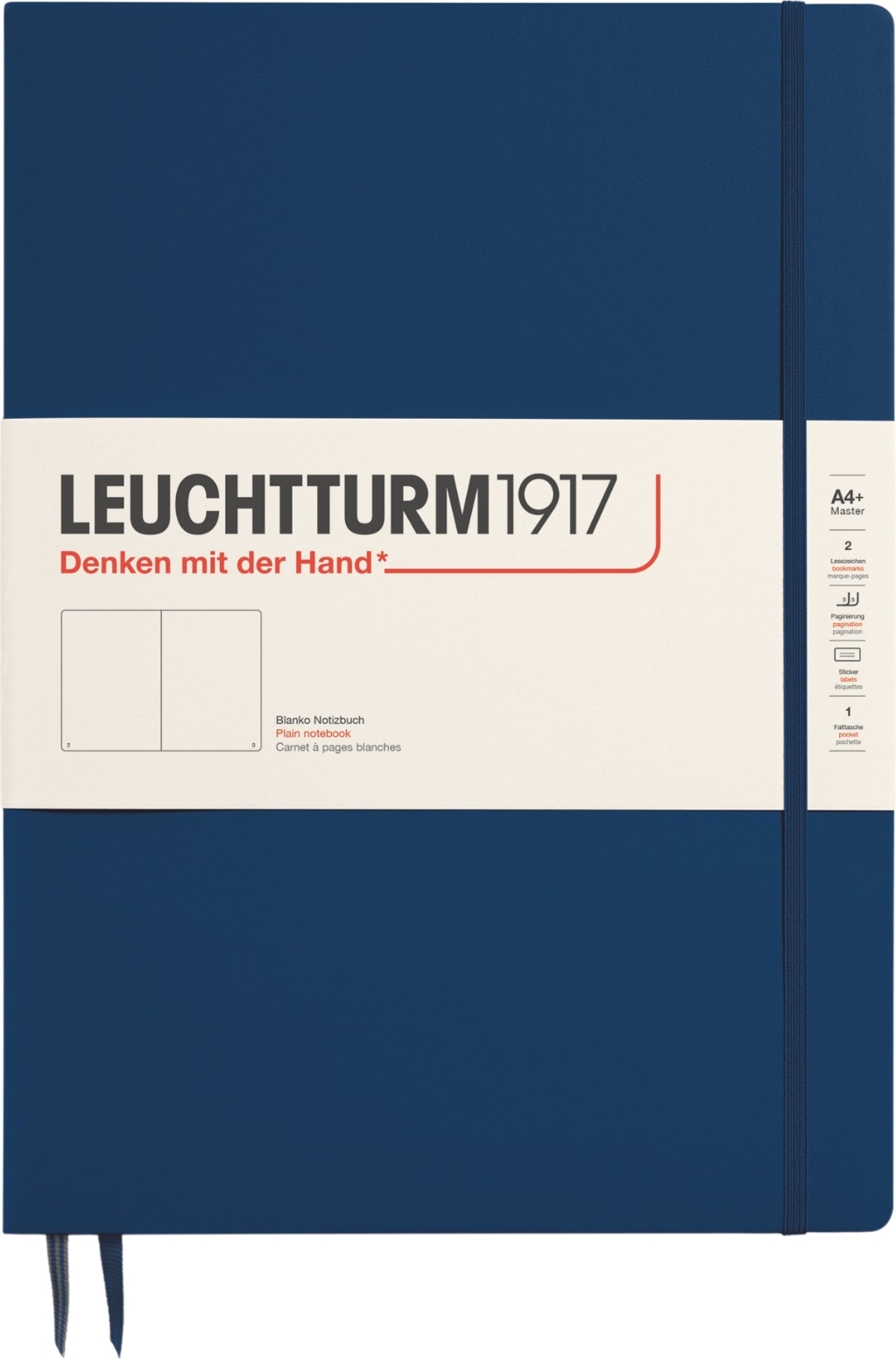 Leuchtturm 1917 Notizbuch A4+, liniert, 123 Seiten, 100 g/m², marineblau