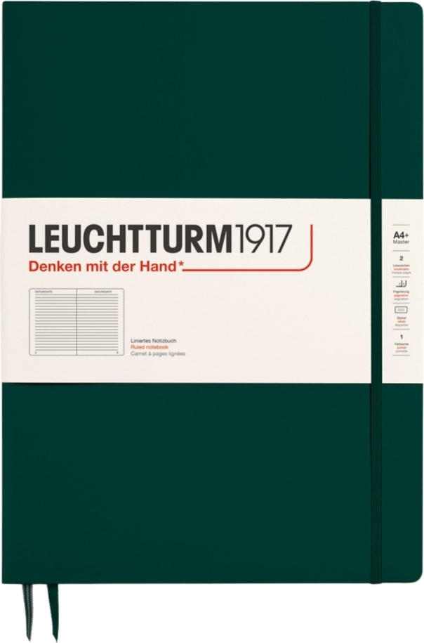 Notizbücher und Kalender Leuchtturm 1917 Notizbuch A4+, Liniert, Hardcover, 123 Seiten, 100 G/m², Waldgrün