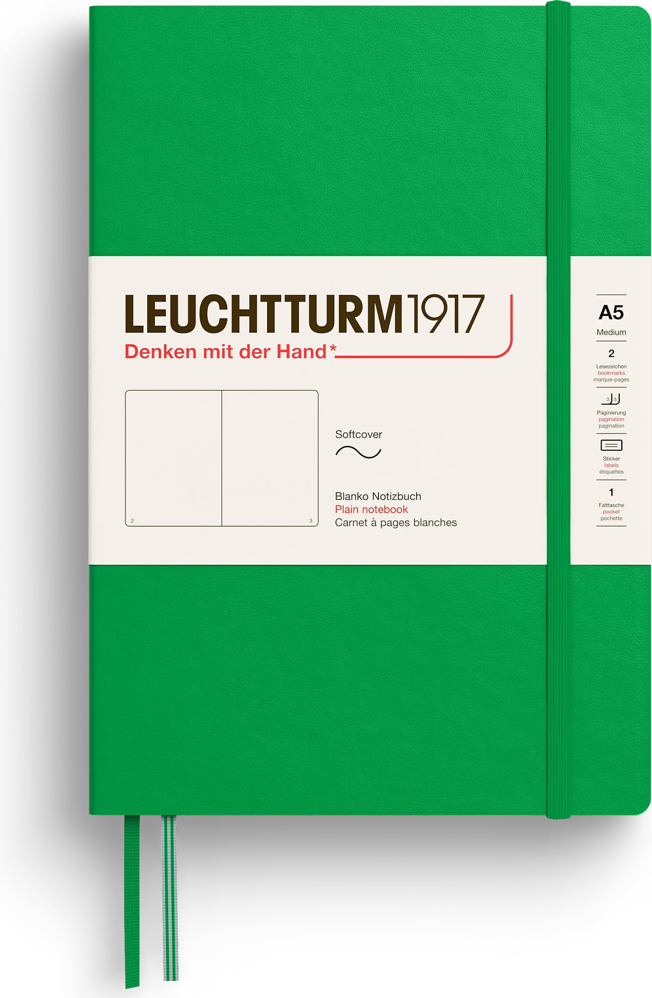 Leuchtturm 1917 Notizbuch A5, 123 Seiten, blanko, Softcover, hellgrün, 80 g/m²
