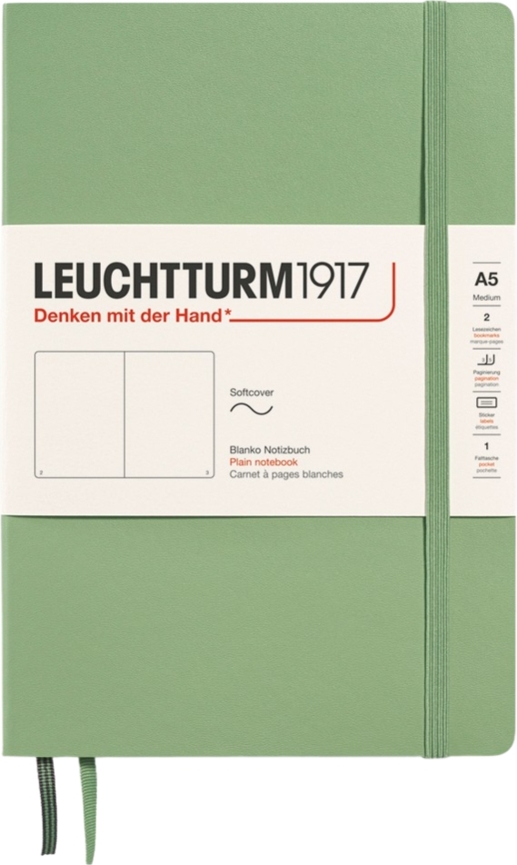 Leuchtturm 1917 Notizbuch A5, 123 Seiten, liniert, salbeigrün, 80 g/m²