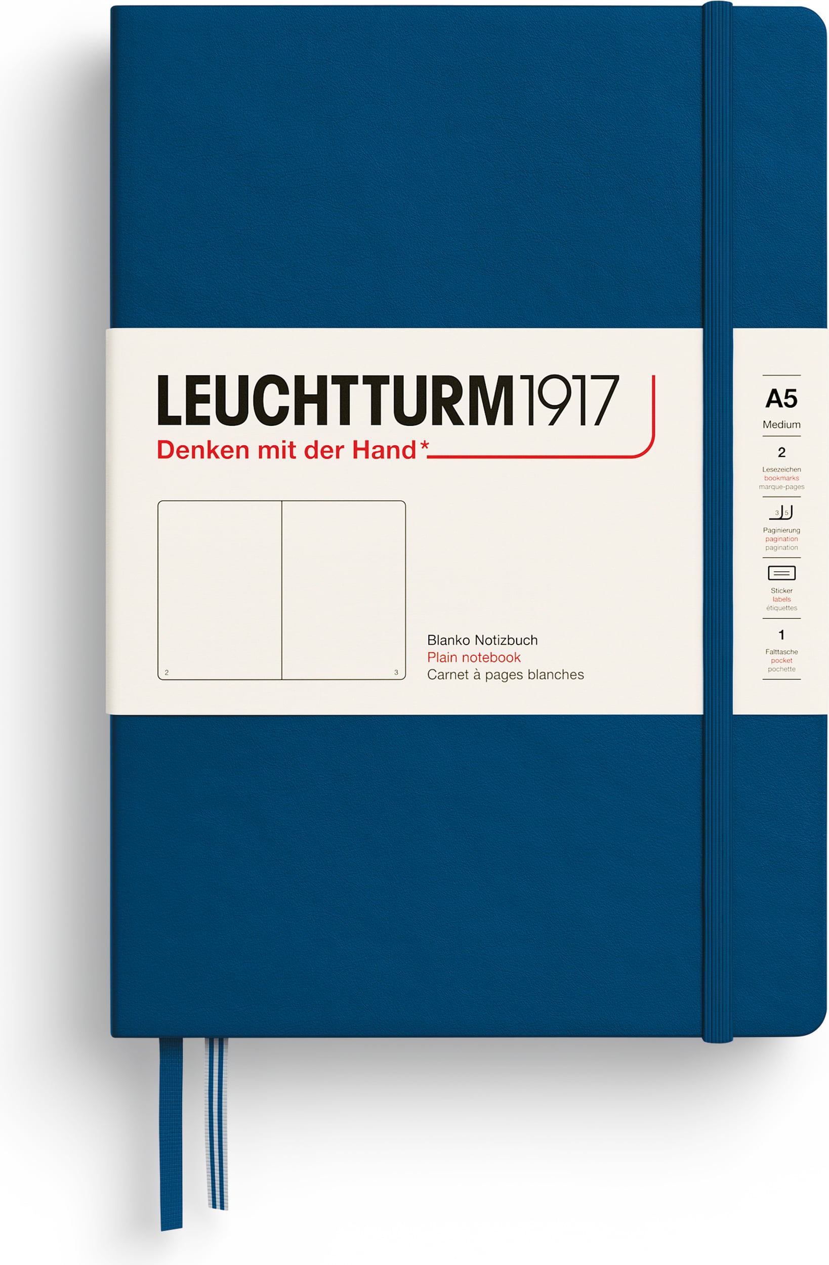 Leuchtturm 1917 Notizbuch A5, 251 Seiten, blanko, indigo, Hardcover, 80 g/m²