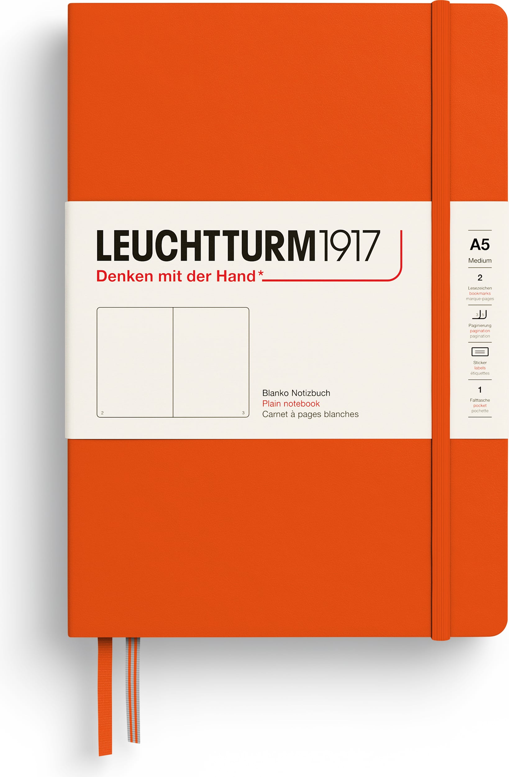 Leuchtturm 1917 Notizbuch A5, 251 Seiten, blanko, kürbis, Hardcover, 80 g/m²