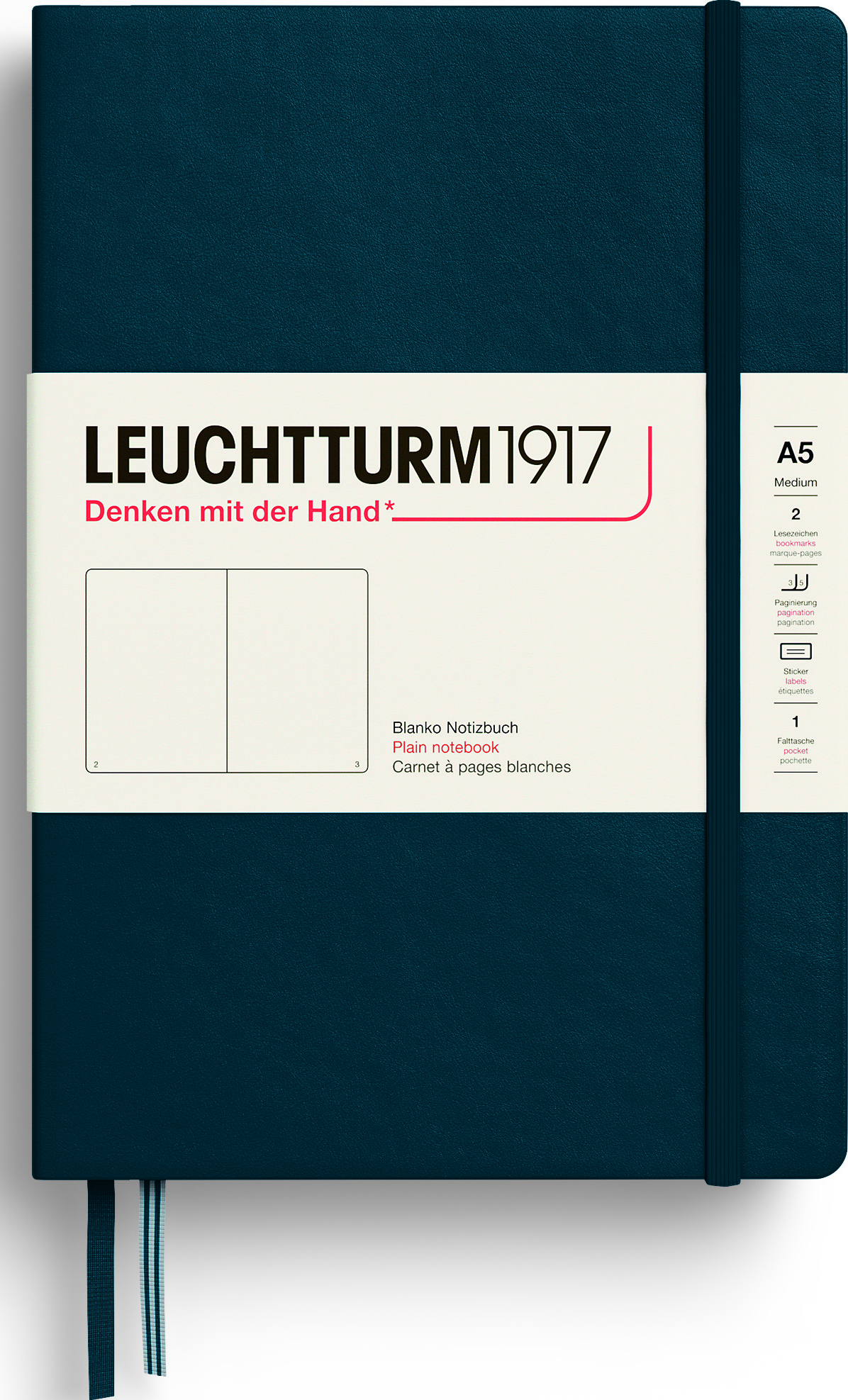 Leuchtturm 1917 Notizbuch A5, 251 Seiten, dunkel türkis, 80 g/m², liniert