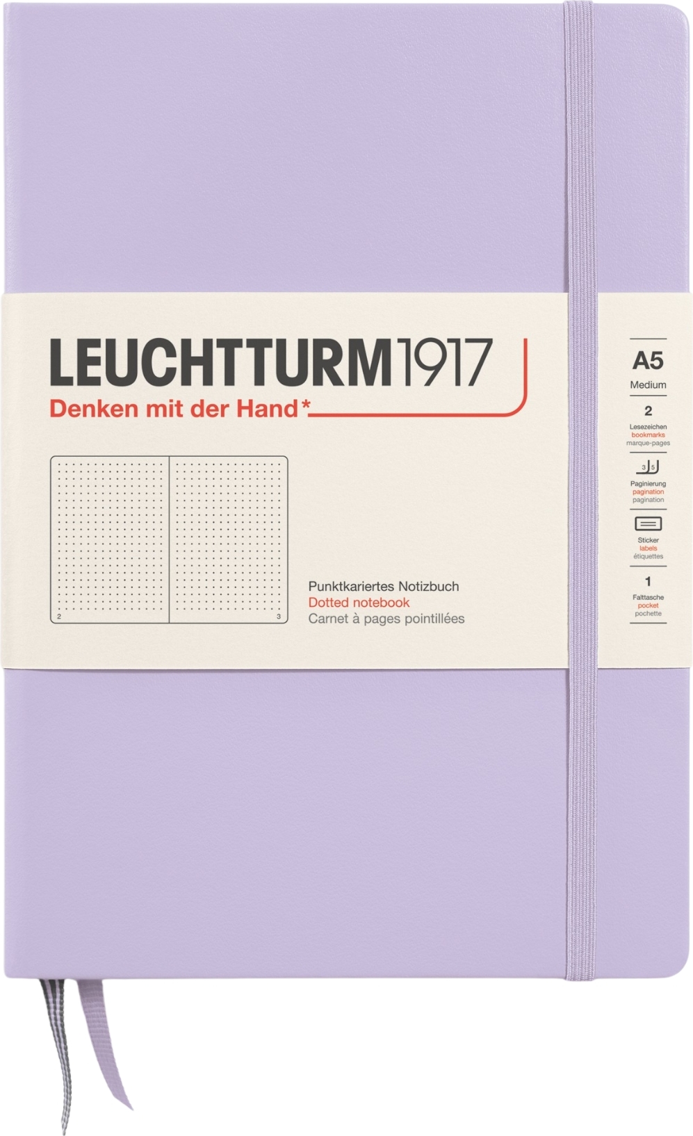 Leuchtturm 1917 Notizbuch A5, 251 Seiten, gepunktet, Hardcover, lila, 80 g/m²