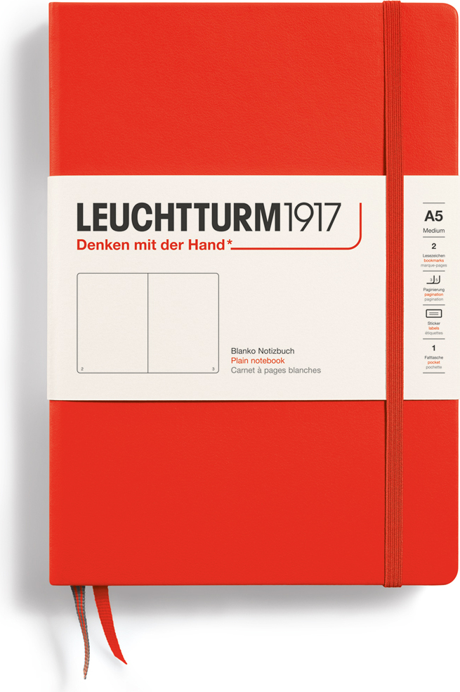 Leuchtturm 1917 Notizbuch A5, 251 Seiten, liniert, rot, 80 g/m²