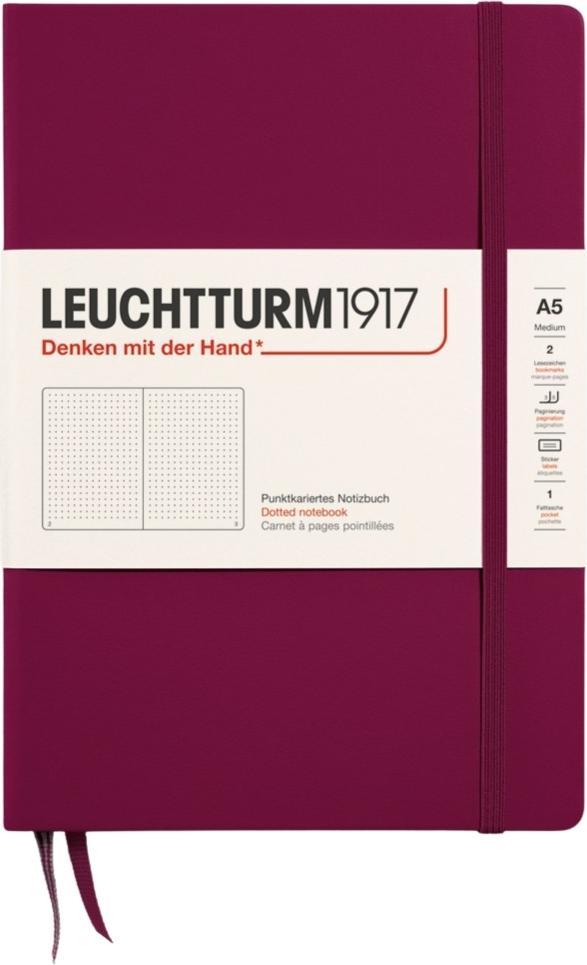 Leuchtturm 1917 Notizbuch A5, gepunktet, Hardcover, 251 Seiten, bordeaux, 80 g/m²