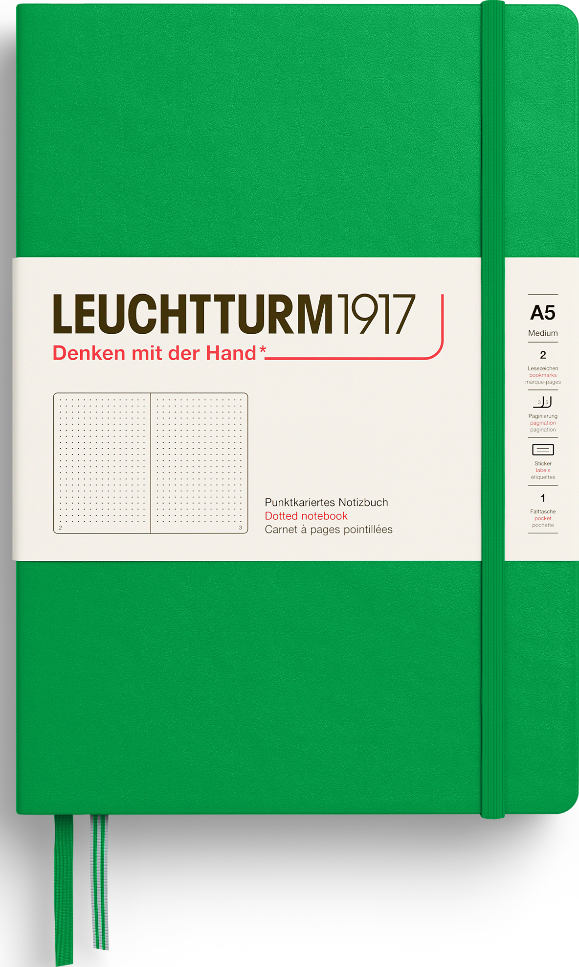 Leuchtturm 1917 Notizbuch A5, gepunktet, Hardcover, 251 Seiten, hellgrün, 80 g/m²