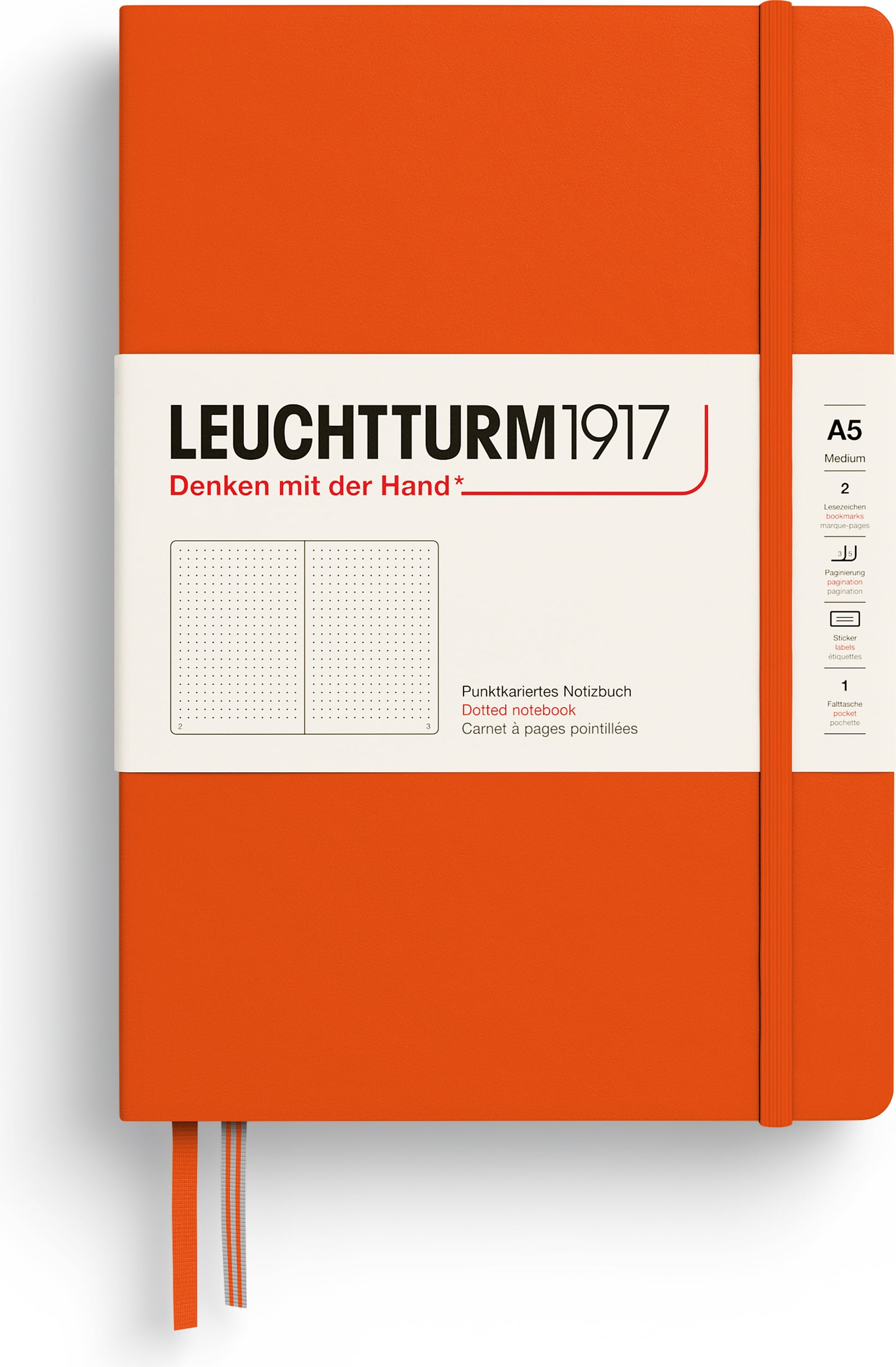 Leuchtturm 1917 Notizbuch A5, gepunktet, Hardcover, 251 Seiten, kürbis, 80 g/m²