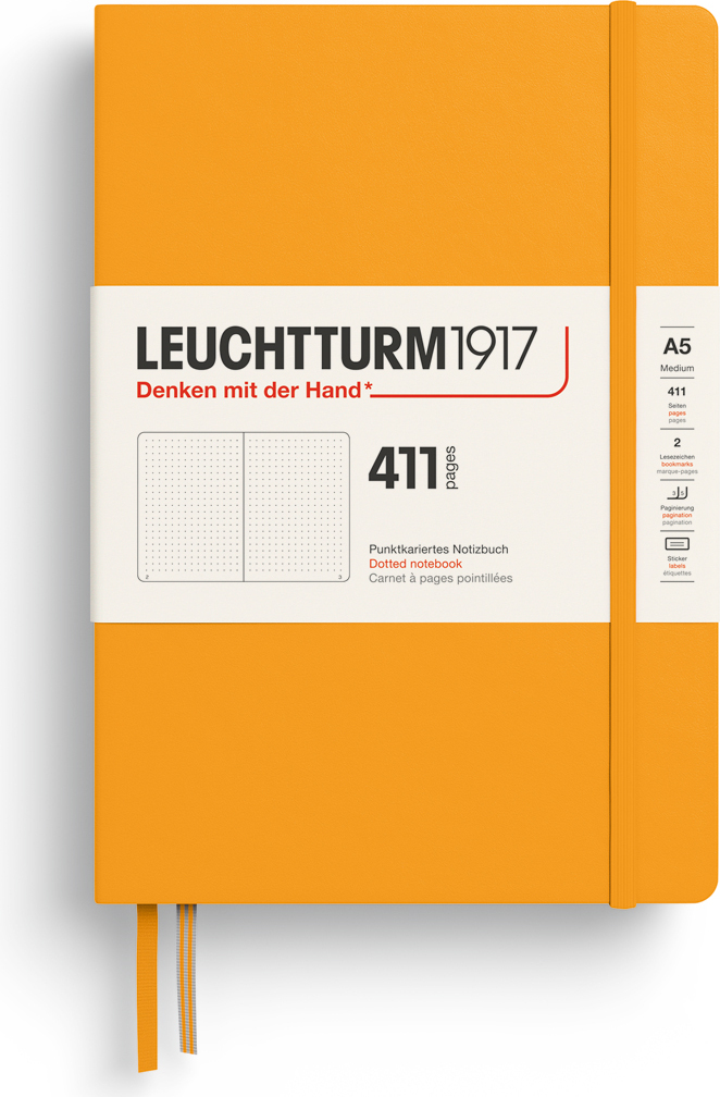 Leuchtturm 1917 Notizbuch A5, gepunktet, Hardcover, 411 Seiten, orange