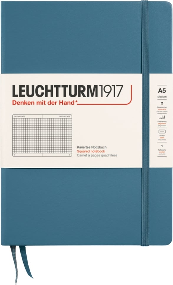 Leuchtturm 1917 Notizbuch A5, kariert, 251 Seiten, schieferblau, 80 g/m²