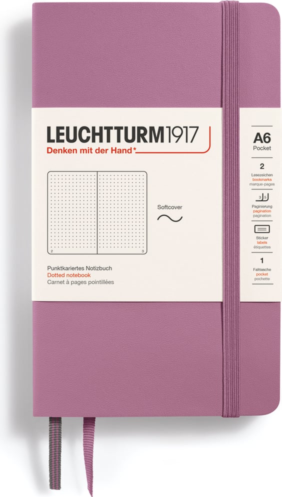 Leuchtturm 1917 Notizbuch A6, 123 Seiten, dotted, Softcover, schmutzigrosa, 80 g/m²