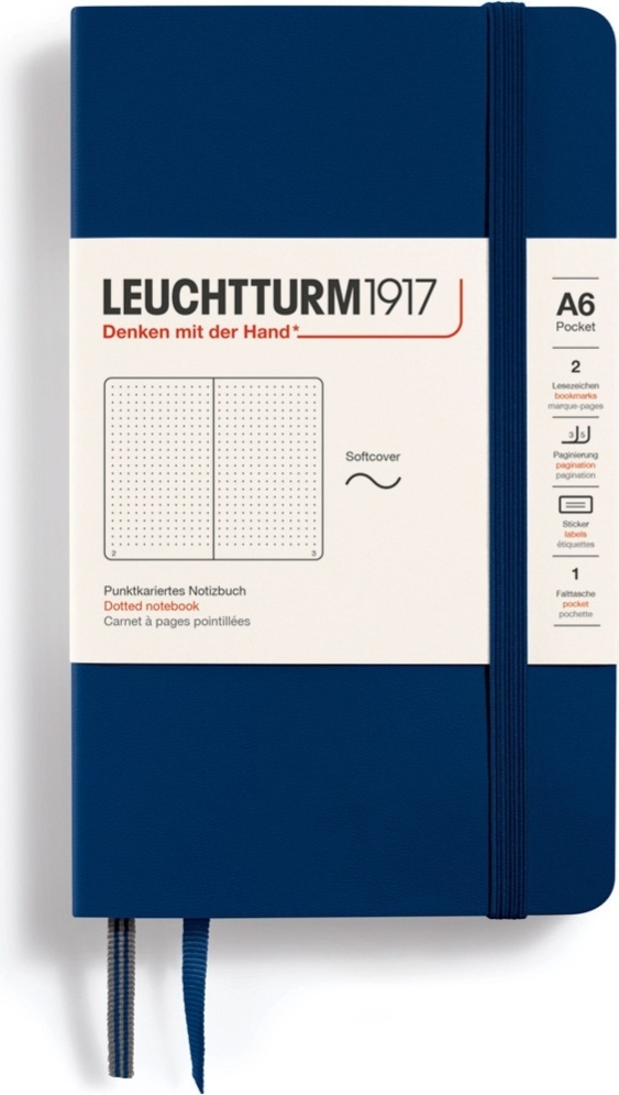 Leuchtturm 1917 Notizbuch A6, 123 Seiten, gepunktet, Softcover, marineblau, 80 g/m²