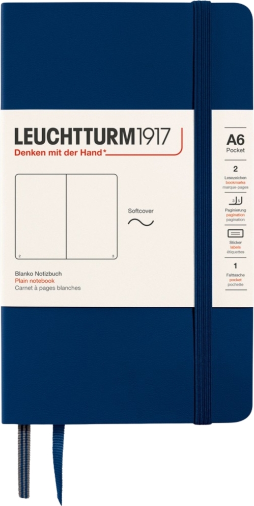 Leuchtturm 1917 Notizbuch A6, 123 Seiten, liniert, marineblau, 80 g/m²