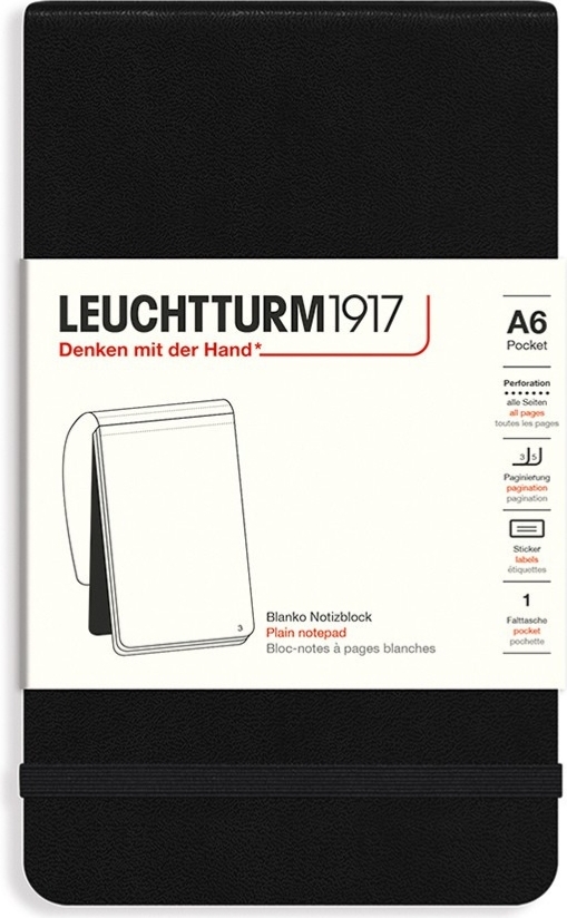 Leuchtturm 1917 Notizbuch A6, 184 Seiten, blanko, schwarz, 80 g/m²