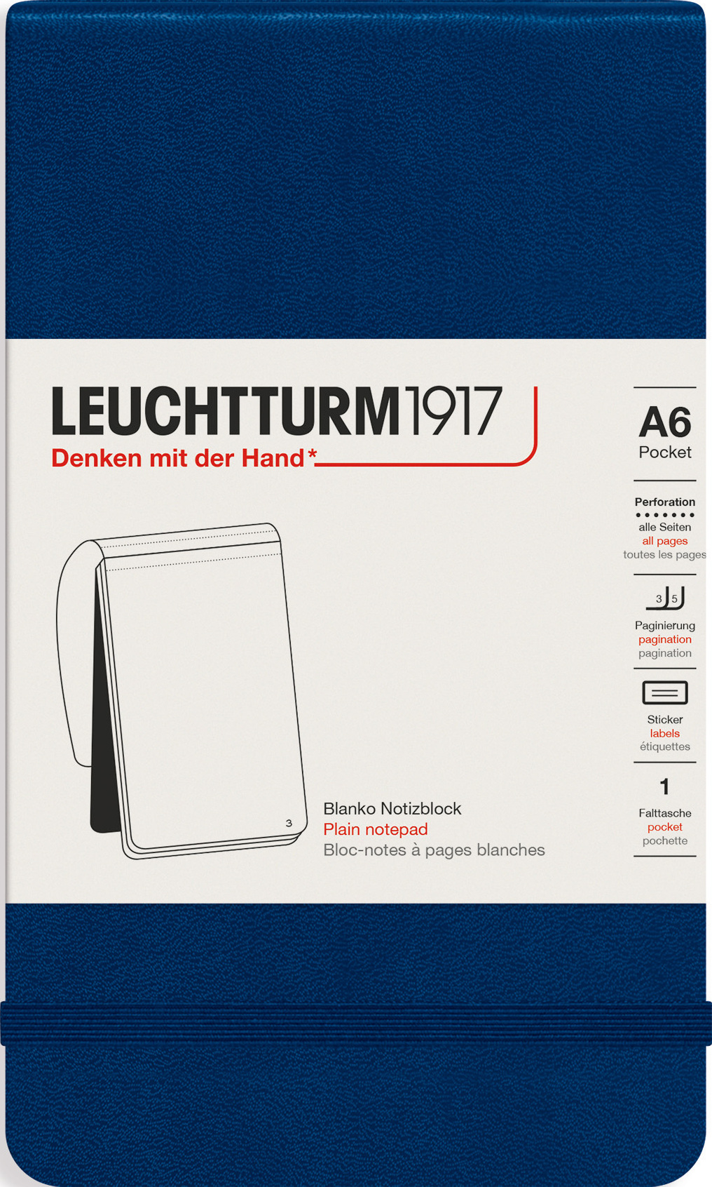 Leuchtturm 1917 Notizbuch A6, 184 Seiten, liniert, marineblau, 80 g/m²