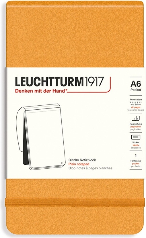 Leuchtturm 1917 Notizbuch A6, 184 Seiten, liniert, orange, 80 g/m²