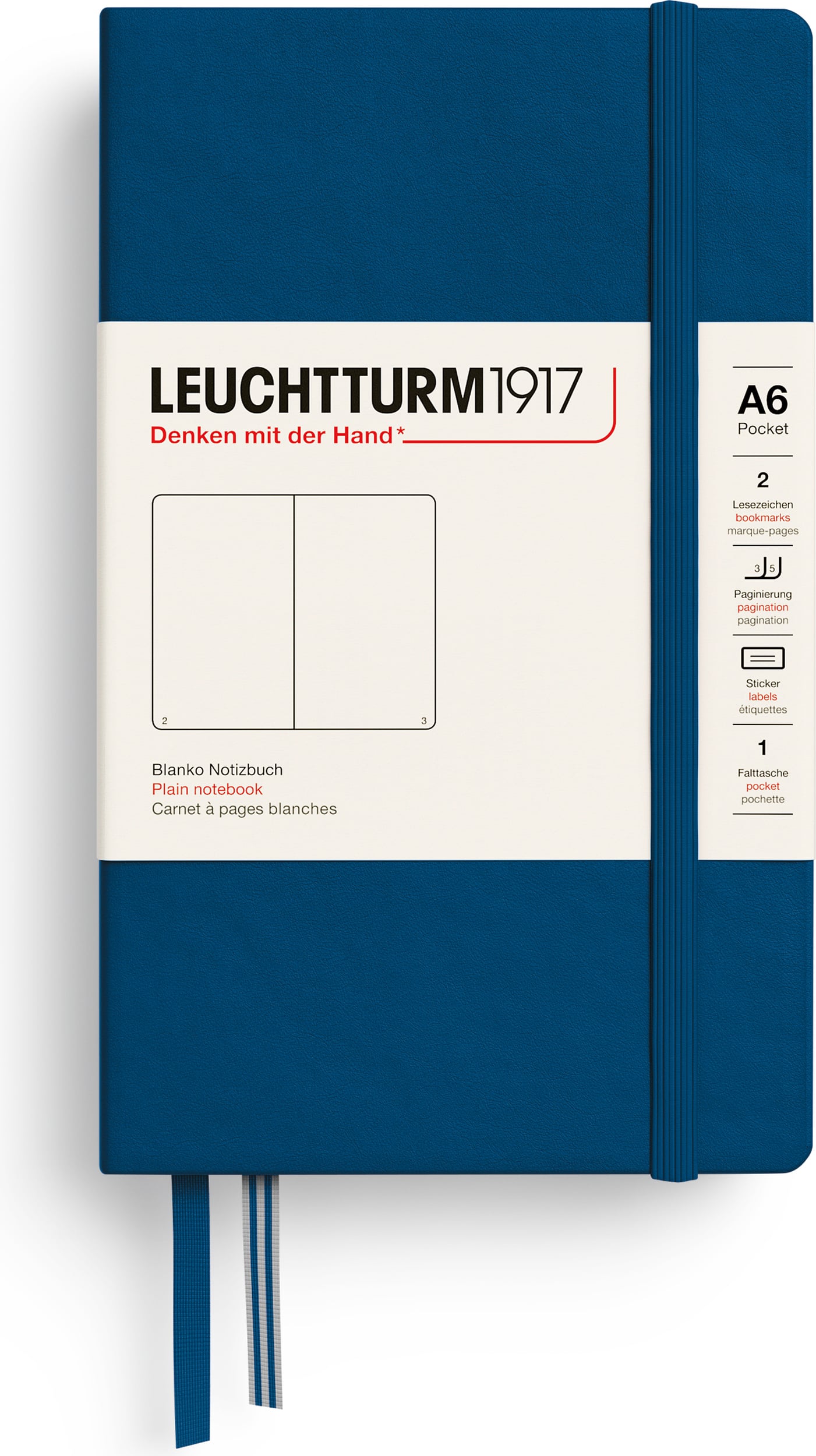 Leuchtturm 1917 Notizbuch A6, 187 Seiten, blanko, Hardcover, indigo, 80 g/m²