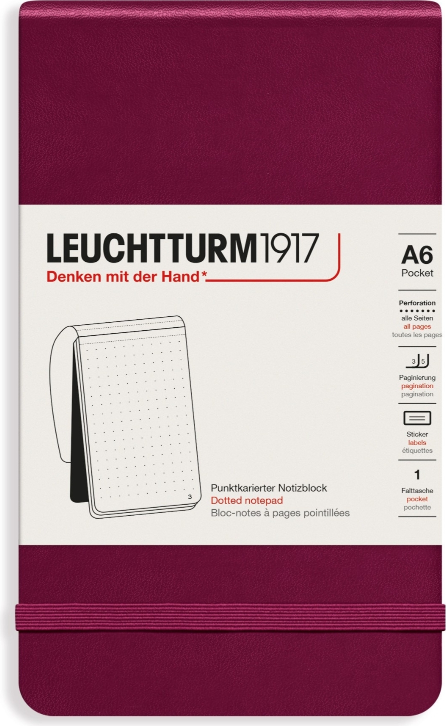 Leuchtturm 1917 Notizbuch A6, gepunktet, Hardcover, 184 Seiten, bordeaux, 80 g/m²