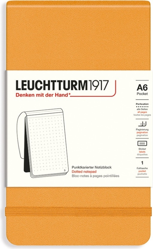 Leuchtturm 1917 Notizbuch A6, gepunktet, Hardcover, 184 Seiten, orange, 80 g/m²