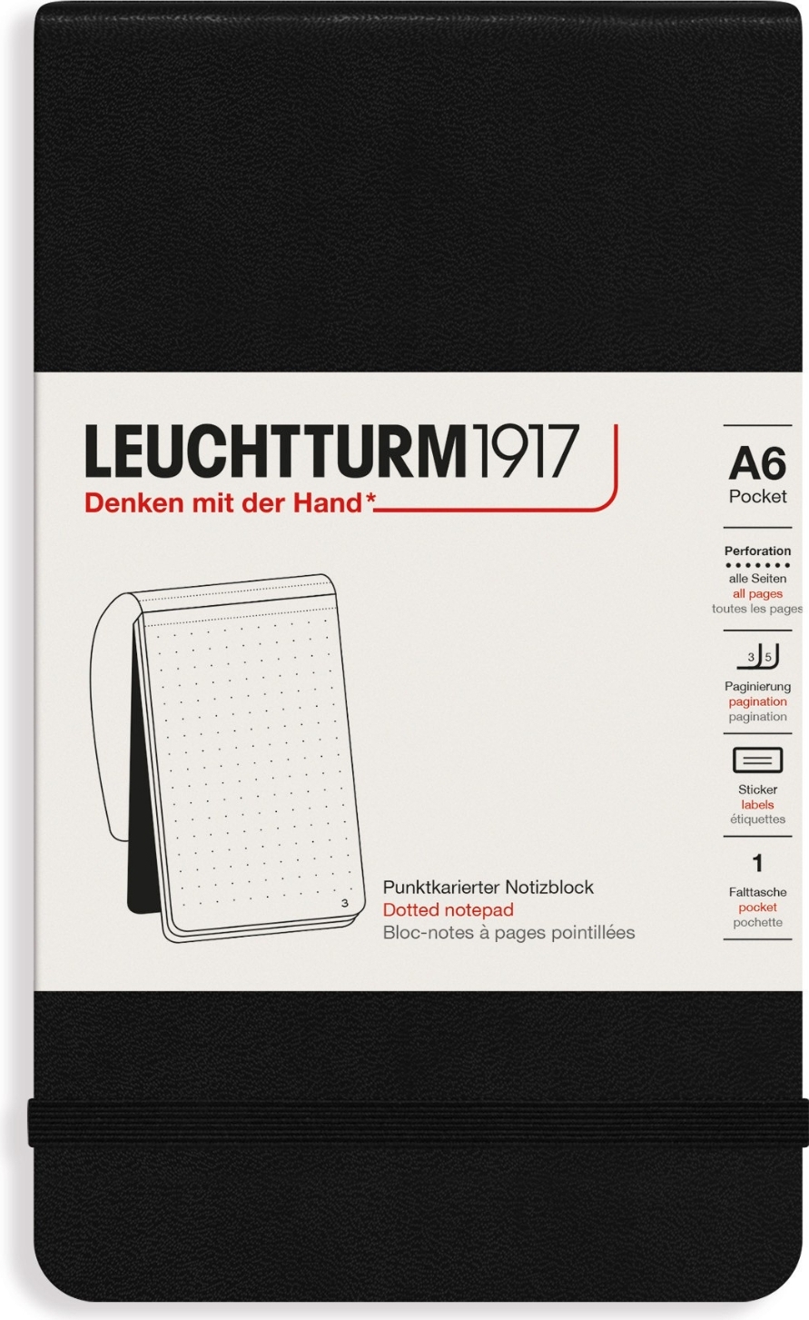 Leuchtturm 1917 Notizbuch A6, gepunktet, Hardcover, 184 Seiten, schwarz, 80 g/m²