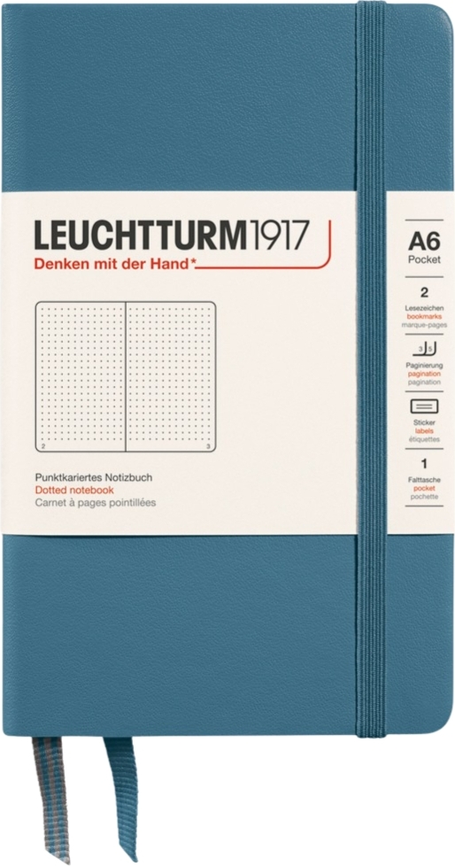 Leuchtturm 1917 Notizbuch A6, gepunktet, Hardcover, 187 Seiten, blaugrau, 80 g/m²