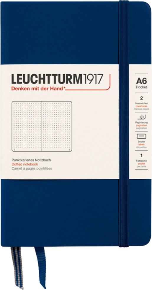 Leuchtturm 1917 Notizbuch A6, gepunktet, Hardcover, 187 Seiten, marineblau, 80 g/m²