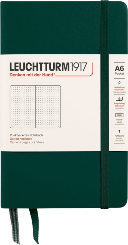Leuchtturm 1917 Notizbuch A6, gepunktet, Hardcover, 187 Seiten, Waldgrün, 80 g/m²