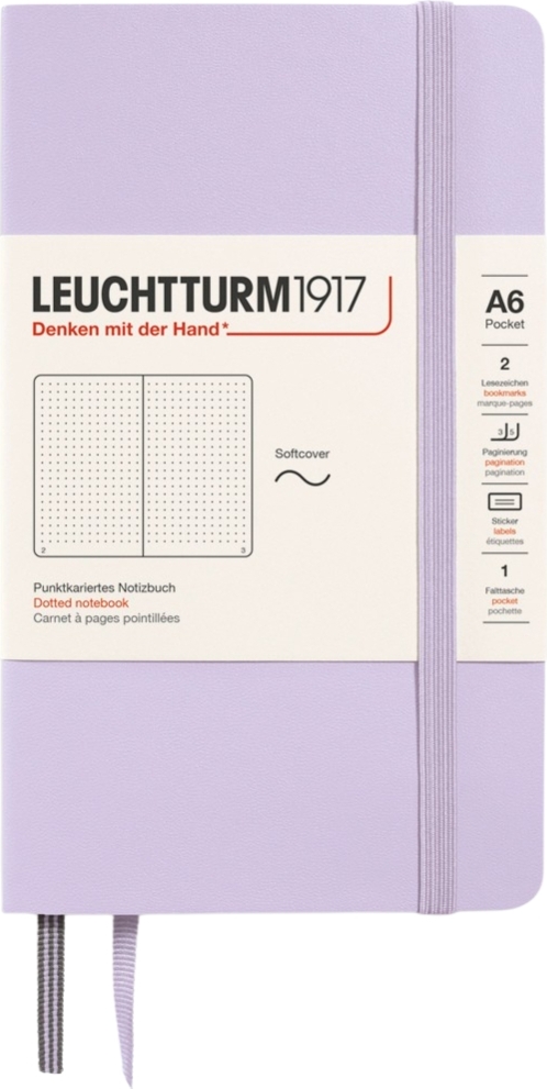 Leuchtturm 1917 Notizbuch A6, gepunktet, Softcover, 123 Seiten, lila, 80 g/m²