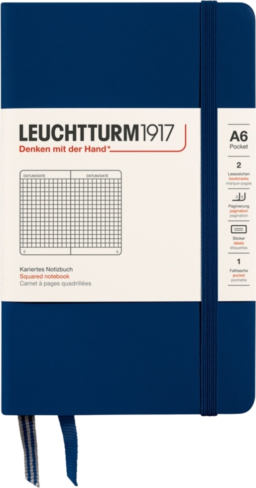 Leuchtturm 1917 Notizbuch A6, kariert, 187 Seiten, 80 g/m², marineblau