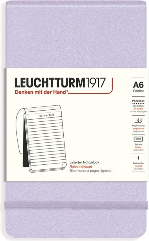 Leuchtturm 1917 Notizbuch A6, liniert, Hardcover, 184 Seiten, lila, 80 g/m²