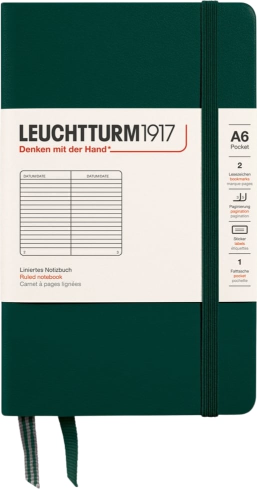 Leuchtturm 1917 Notizbuch A6, liniert, Hardcover, 187 Seiten, dunkelorange, 80 g/m²