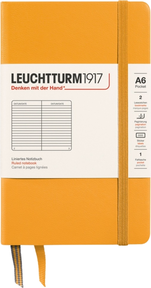Leuchtturm 1917 Notizbuch A6, liniert, Hardcover, 187 Seiten, orange, 80 g/m²