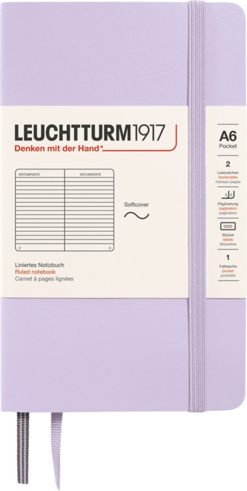 Leuchtturm 1917 Notizbuch A6, liniert, Softcover, 123 Seiten, lila, 80 g/m²