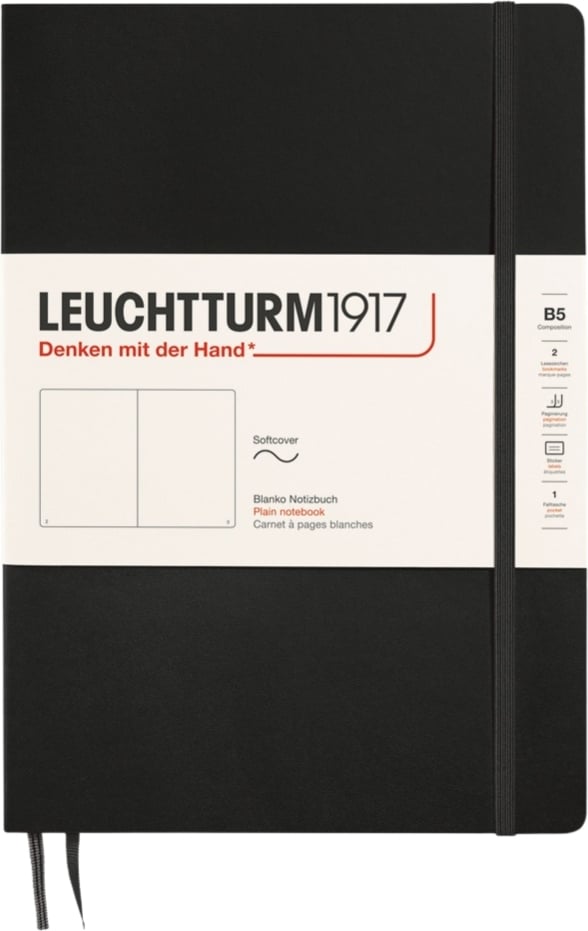 Leuchtturm 1917 Notizbuch B5, 123 Seiten, blanko, schwarz, 80 g/m²