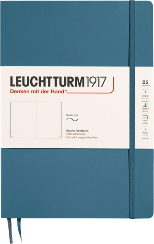 Leuchtturm 1917 Notizbuch B5, 123 Seiten, unliniert, Softcover, blaugrau, 80 g/m²