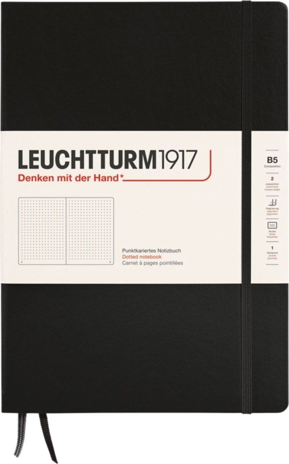 Leuchtturm 1917 Notizbuch B5, gepunktet, Hardcover, 219 Seiten, schwarz, 80 g/m²