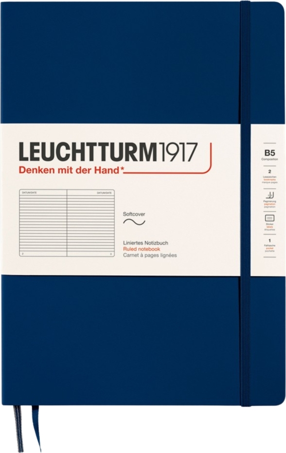 Leuchtturm 1917 Notizbuch B5, liniert, 123 Seiten, marineblau, 80 g/m²