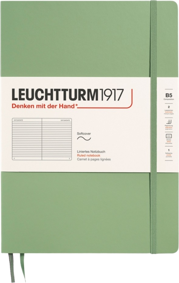 Leuchtturm 1917 Notizbuch B5, liniert, 123 Seiten, Salbeigrün, 80 g/m²