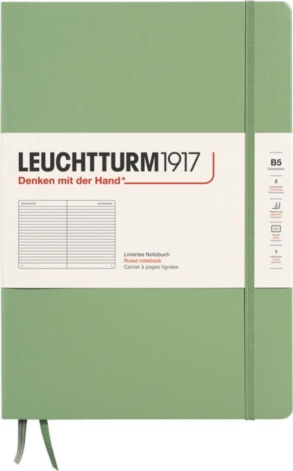 Leuchtturm 1917 Notizbuch B5, liniert, 219 Seiten, Salbeigrün, 80 g/m²