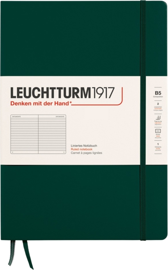 Leuchtturm 1917 Notizbuch B5, liniert, 219 Seiten, waldgrün, 80 g/m²