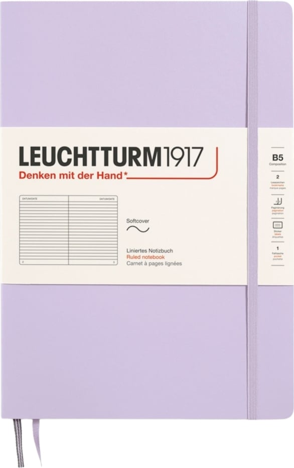 Leuchtturm 1917 Notizbuch B5, liniert, Softcover, 123 Seiten, lila, 80 g/m²