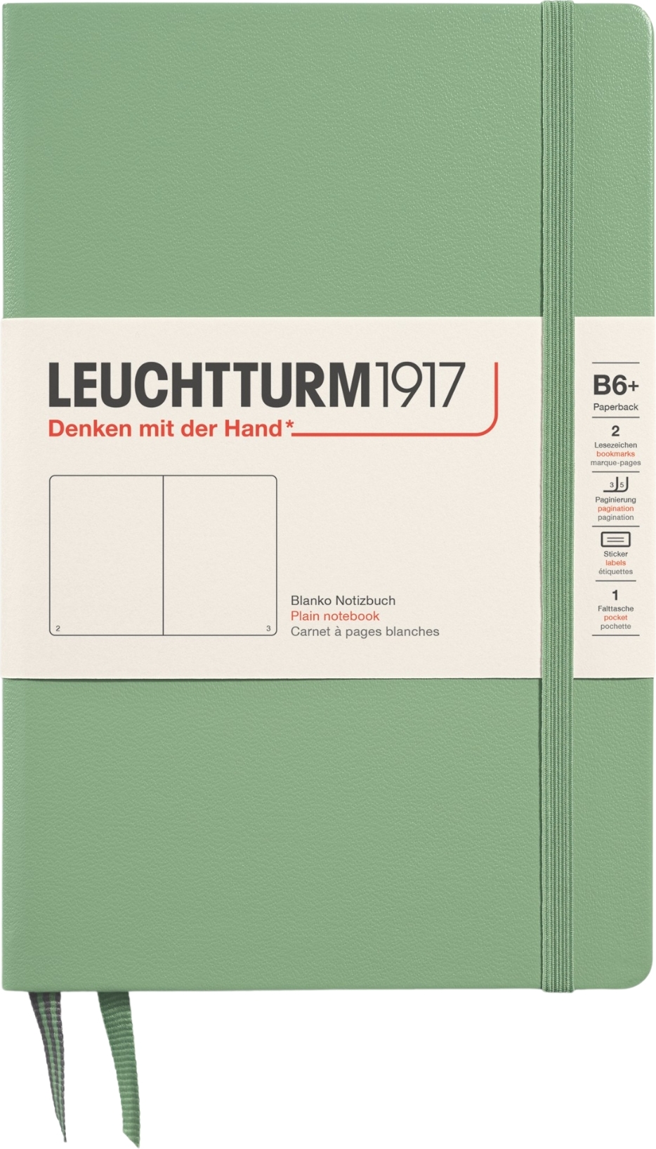 Leuchtturm 1917 Notizbuch B6+, 219 Seiten, blanko, Salbeigrün, 80 g/m²
