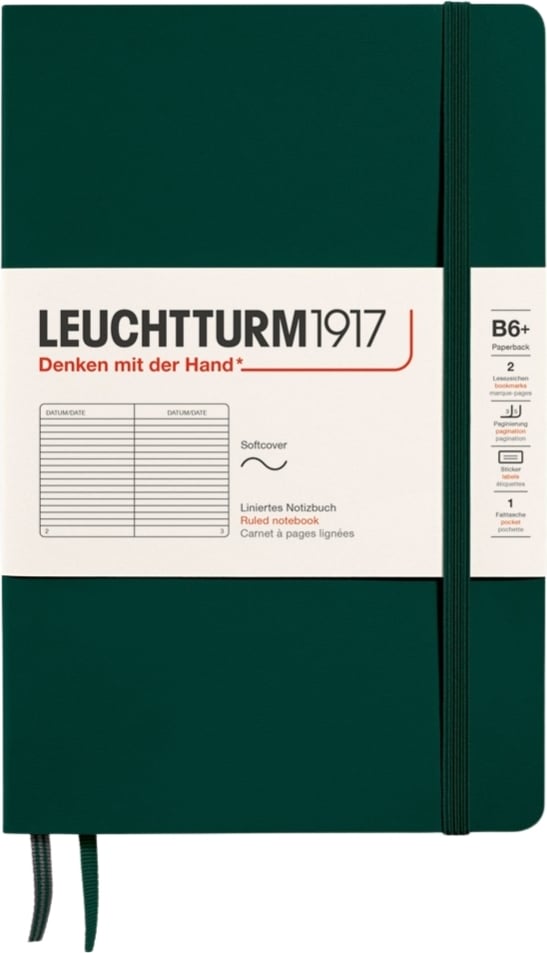 Leuchtturm 1917 Notizbuch B6+ liniert, 123 Seiten, waldgrün, 80 g/m²