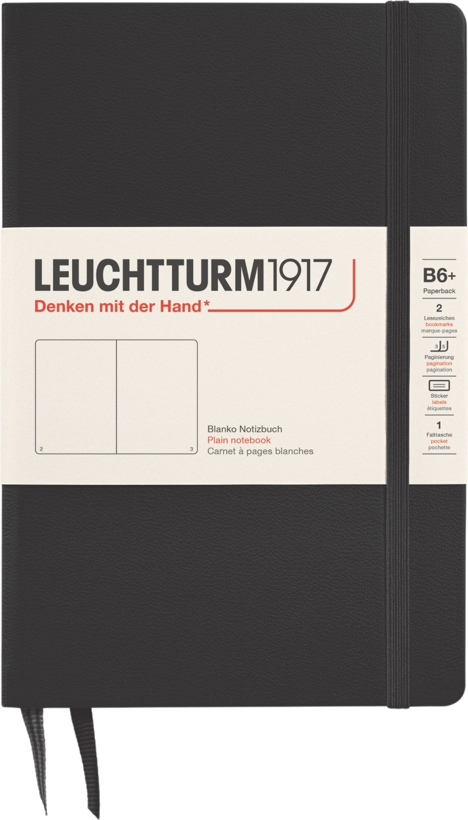 Leuchtturm 1917 Notizbuch B6+, liniert, 219 Seiten, schwarz, 80 g/m²