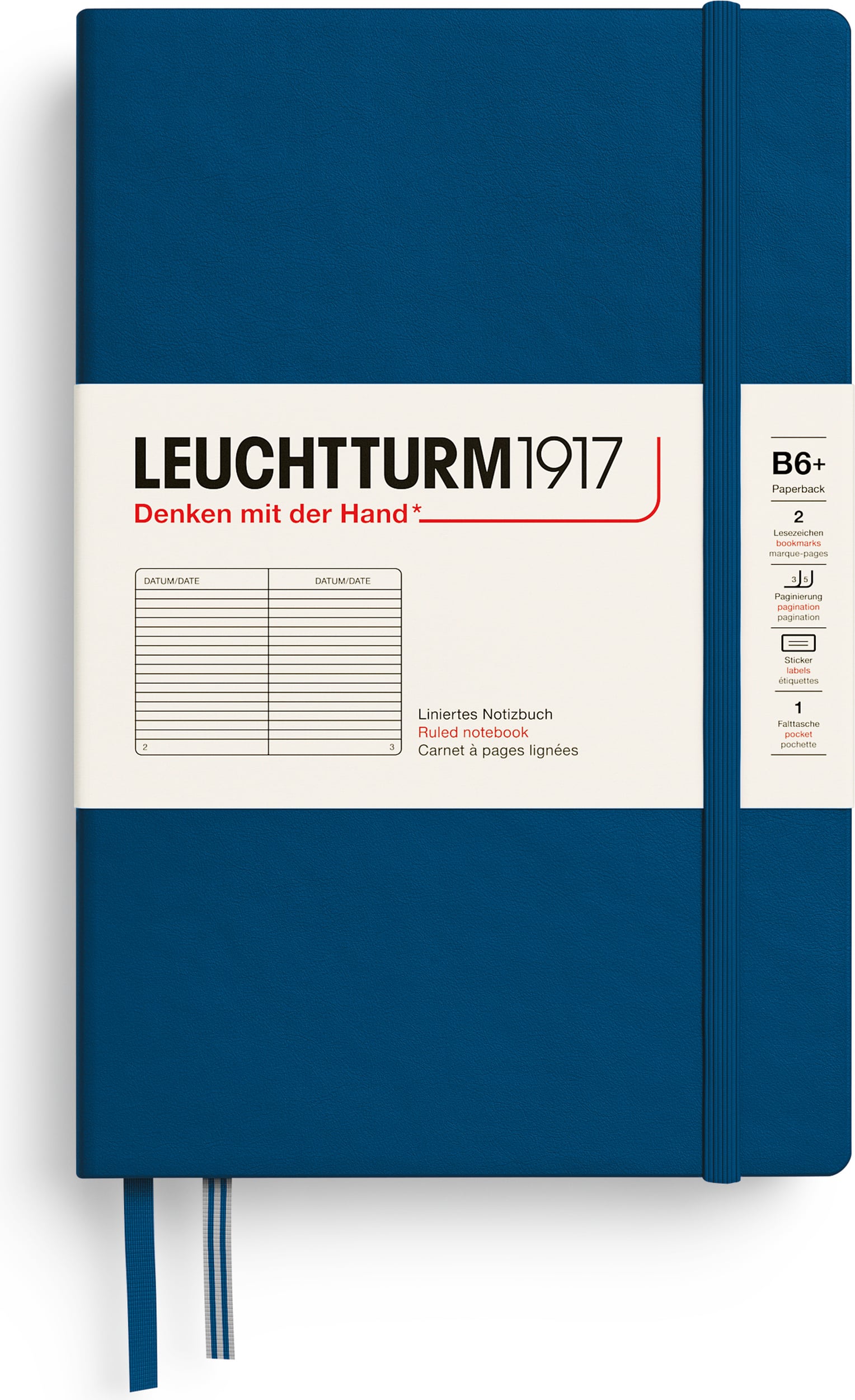 Leuchtturm 1917 Notizbuch B6+, liniert, Hardcover, 219 Seiten, indigo, 80 g/m²