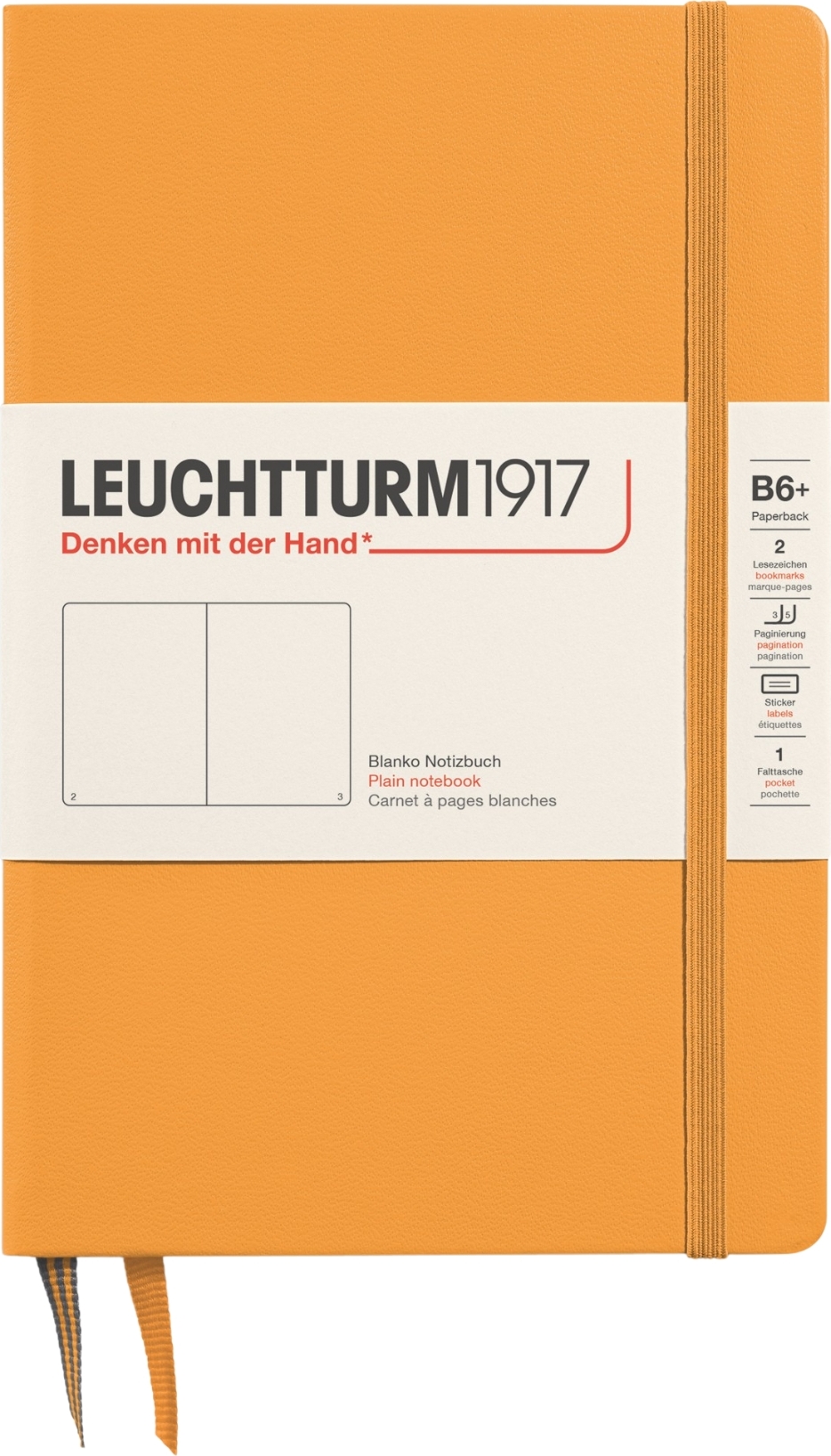 Leuchtturm 1917 Notizbuch B6+, liniert, orange, 219 Seiten, 80 g/m²