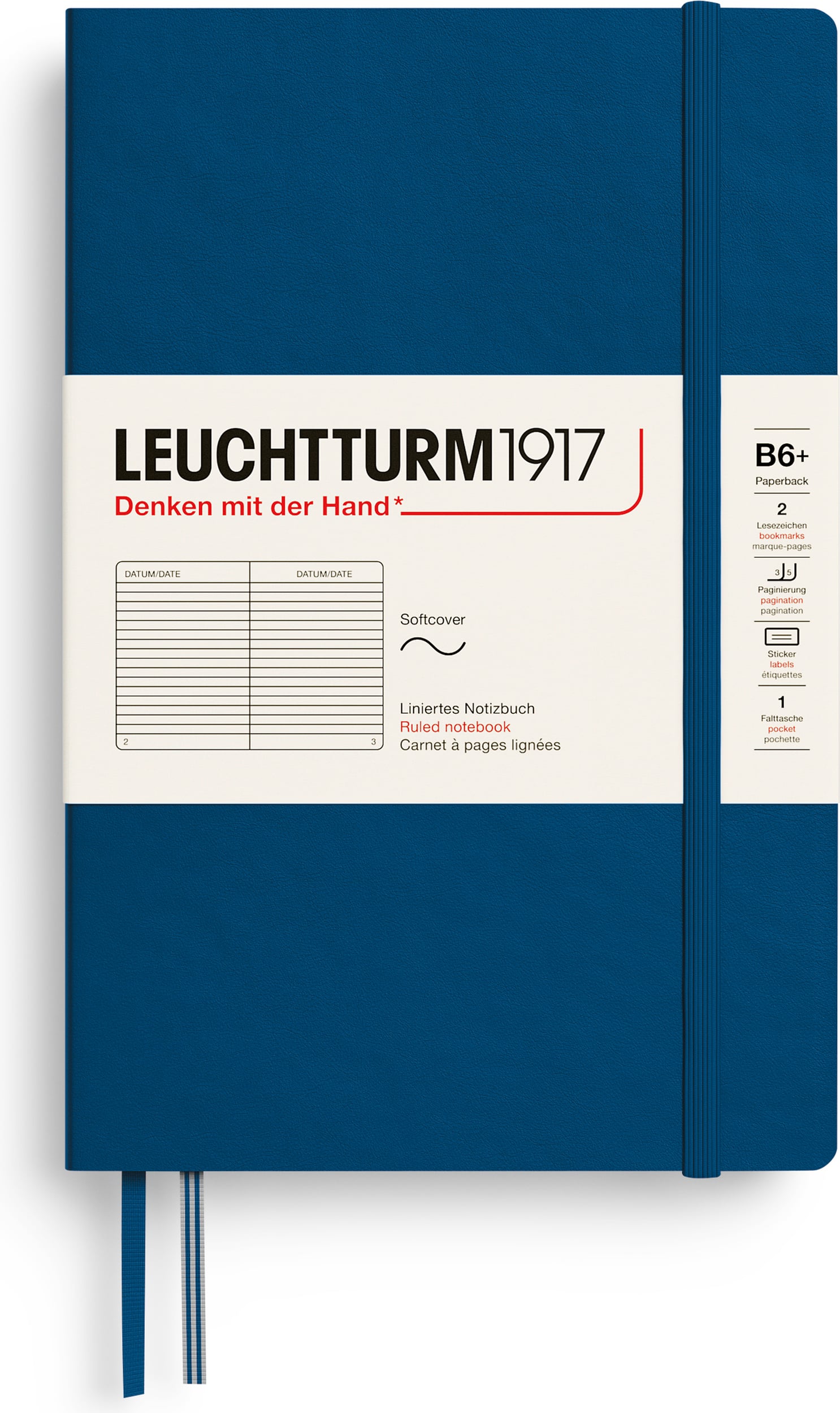 Leuchtturm 1917 Notizbuch B6+ liniert, Softcover, 123 Seiten, indigo, 80 g/m²
